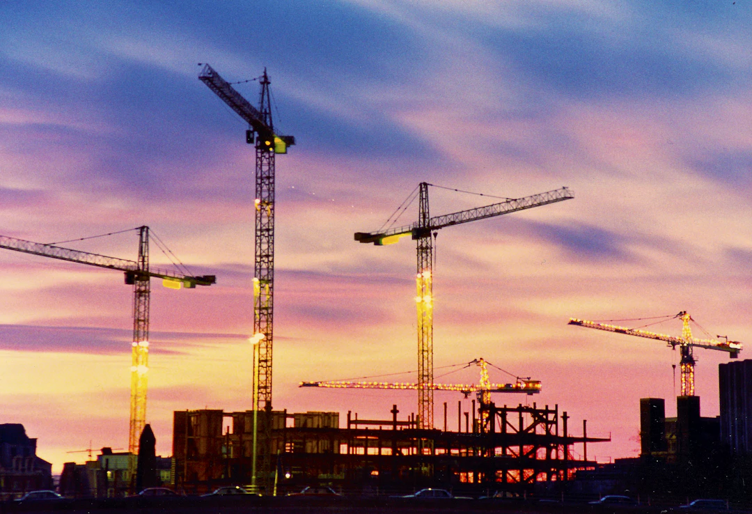 four tower cranes